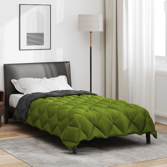 vidaXL Duvet Cover Single 140x200 Green, Anthracite