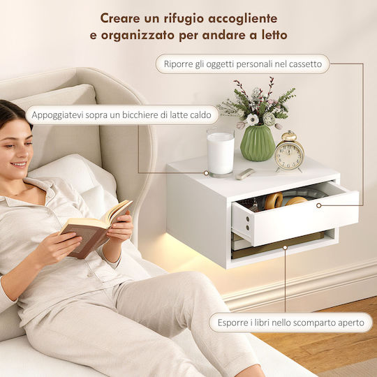 White Wooden Bedside Tables 2 Pieces 37x32x21cm