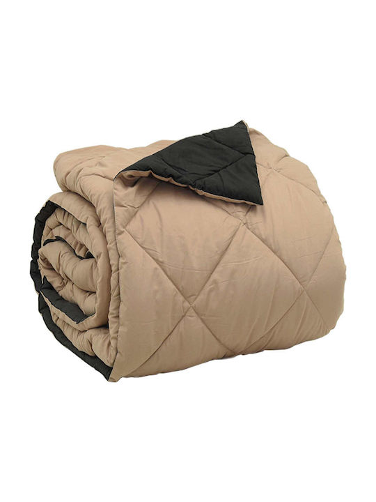 vidaXL Pătură Supredublă 220x260 cm Neagră, Tabac