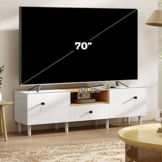 TV Stand White and Wooden Colour M150xD35xH45cm
