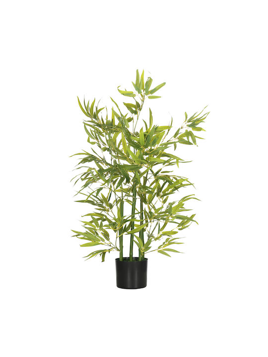 Homcom Artificial Bamboo Plant Height 90 Cm 504 Peva Pp Leaves Green Cement Pot Ø15x12.5 Cm 830-669v00gn