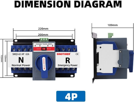 Sinotimer Tetrapolar Buton de comutare cu releu 400V 63A