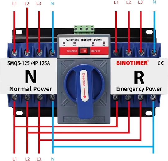 Sinotimer 4-Poles Changeover Panel Push Button Changeover Switch 400V 125A
