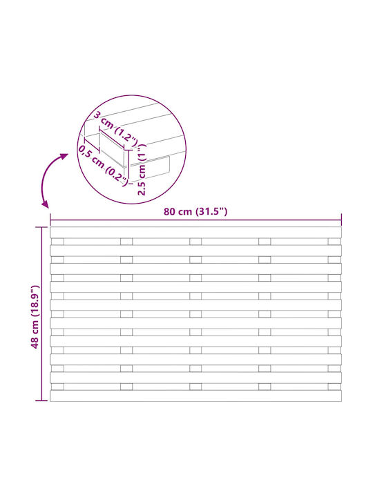 vidaXL Non-Slip Bath Mat Wooden 42025260 Coffee 100x53cm