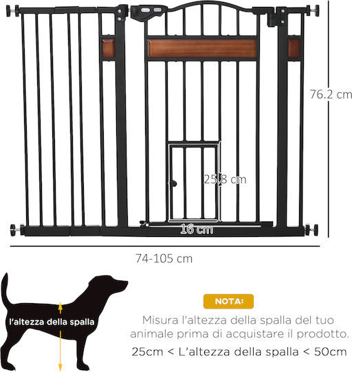 Pawhut Πόρτα Σκύλου σε Μαύρο Χρώμα 105 x 76.2εκ.