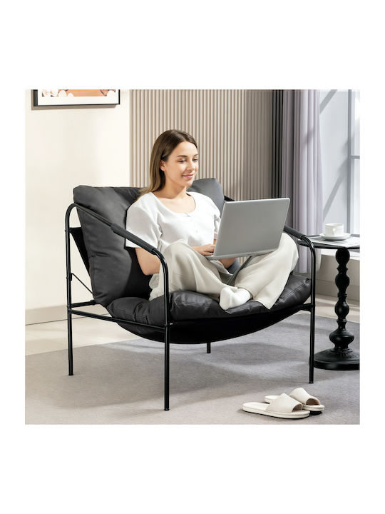 HomCom Polstersessel aus Künstliches Leder Dunkelgrau 74.5x75x77cm