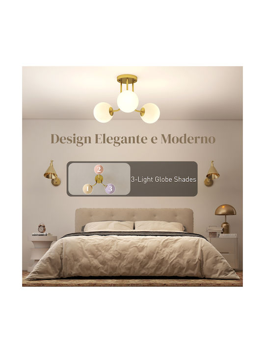 HomCom Ceiling Mount Light 42cm Gold with Socket G9