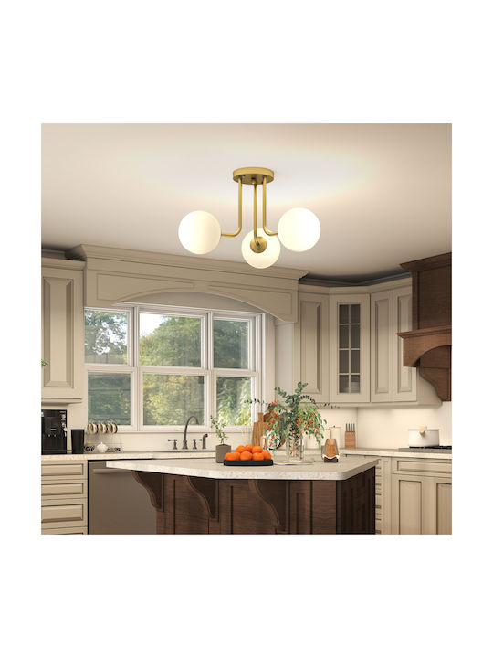 HomCom Ceiling Mount Light 42cm Gold with Socket G9