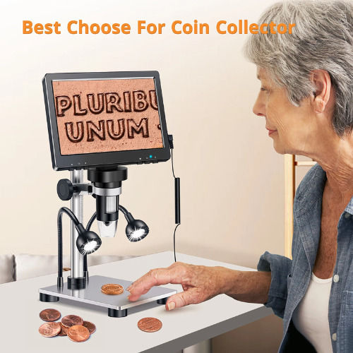Hayve Dm9 Digital Microscope 1200x Hd 12mp 1080p 7" Screen 32gb Memory Adjustable Stand Digital Microscope