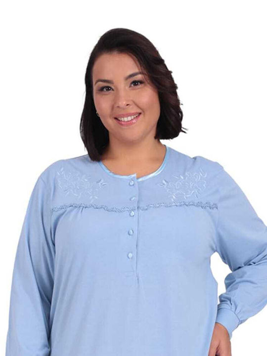Lydia Creations Winter Women's Nightdress L.blue