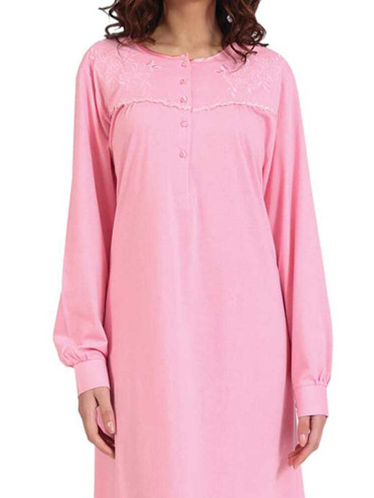 Lydia Creations Winter Women's Nightdress Pink