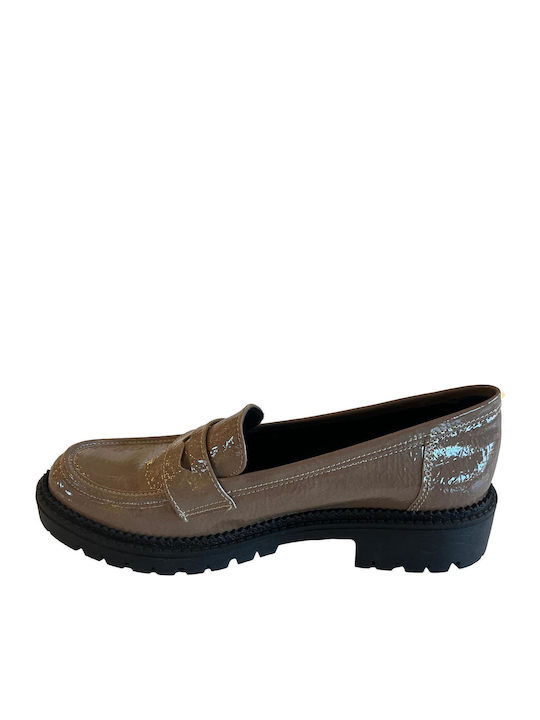 Δερμάτινα Γυναικεία Loafers σε Καφέ Χρώμα