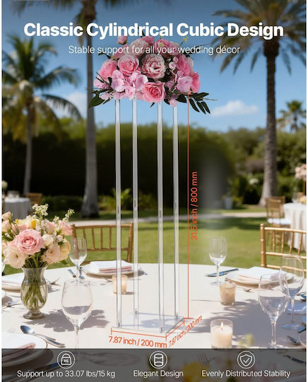 Vevor Wedding Flower Base 10 Pieces Flower Base Column 80cm Acrylic Laminate Cylindrical Cubic Flower Display Base Wedding Party Birthday Home Centerpiece Bases
