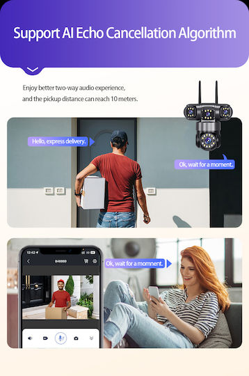 Andowl G3000 IP Камера за наблюдение Wi-Fi Водоустойчива с Двупосочна Комуникация Черен