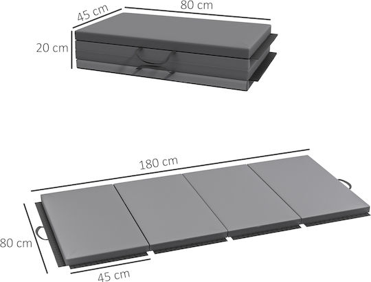 HomCom Exercise Mat Gray (180x80x5cm)