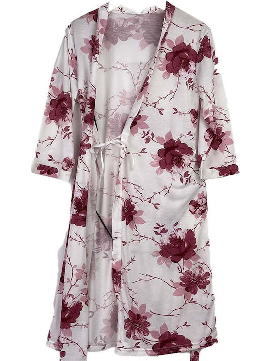 Sorrisino Summer Women's Cotton Robe with Nightgown Pink