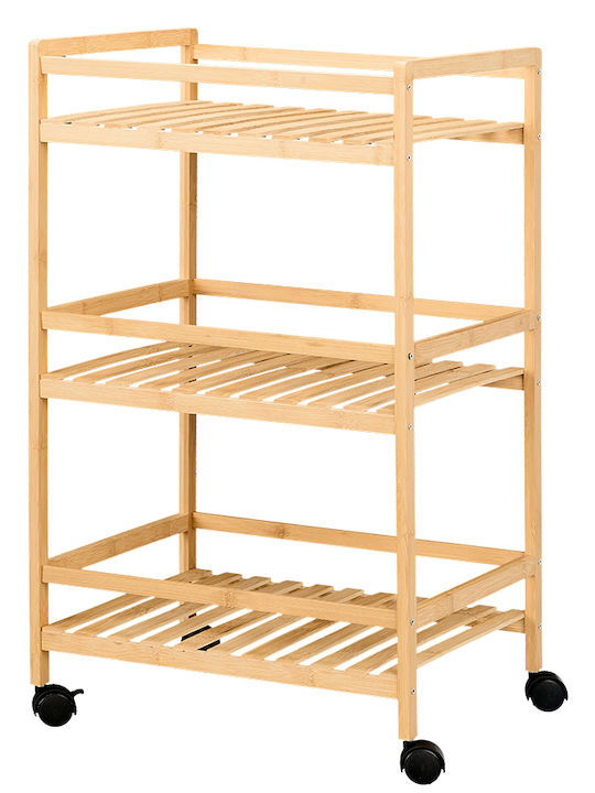 Kinvara Troleu De Bucătărie Din Lemn Capacitate 3 Bej 45x38x80cm