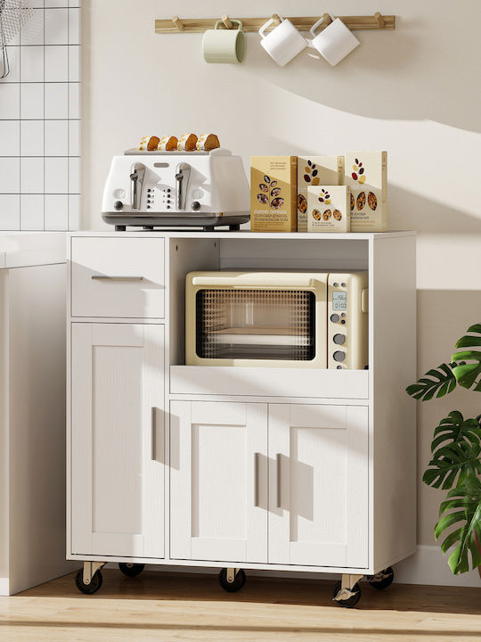 HomCom Wooden White Kitchen Rack with 2 Cabinets Drawer 80x40x88.7cm