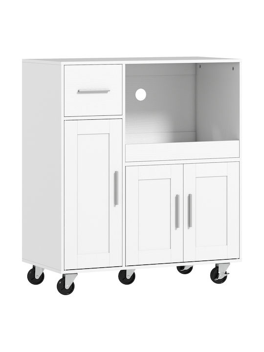 HomCom Wooden White Kitchen Rack with 2 Cabinets Drawer 80x40x88.7cm