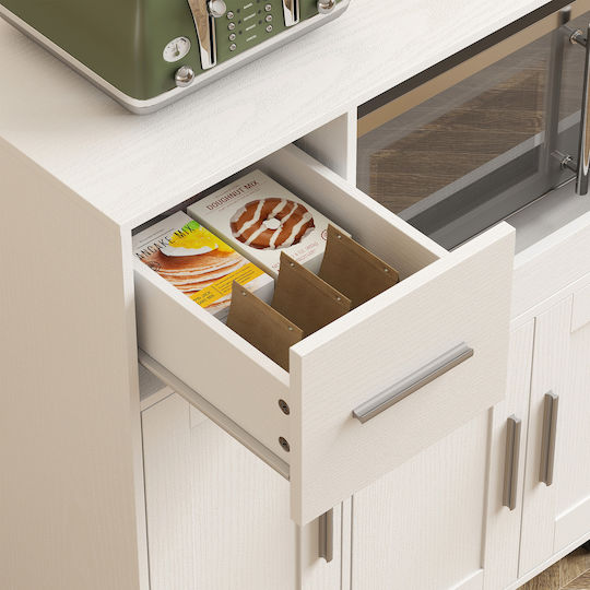 HomCom Wooden White Kitchen Rack with 2 Cabinets Drawer 80x40x88.7cm