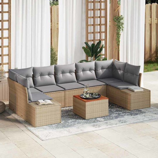 Garten- und Outdoor-Möbelsets Wohnzimmer Typsatz 8 Stück Beige und Hellgrau