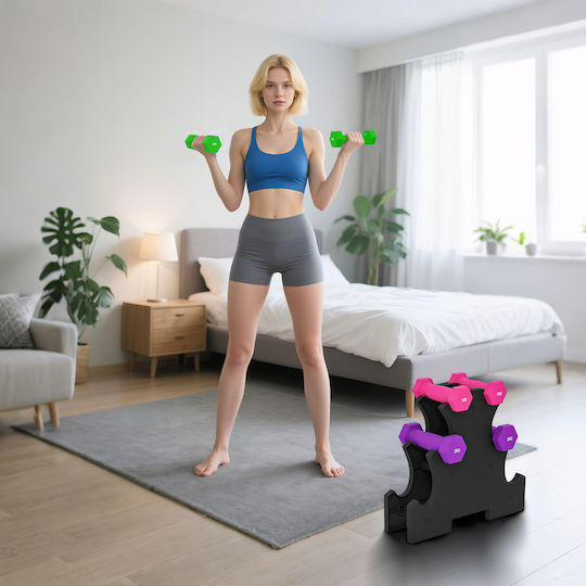 Sportnow Σετ Βάρη Χειρός Στήριγμα 6 Συνολικά Βάρη 2x1 Kg 2x2 Kg 2x3 Kg Πολύχρωμο A91-317v00mx