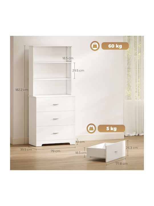 Bookcase White 79x39.5x182.2cm