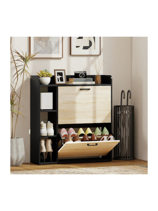 Wooden Shoe Organizer Black 83x24x90.5cm