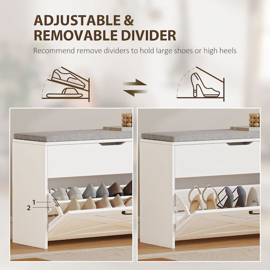 Fabric Shoe Organizer White 80x30x55cm