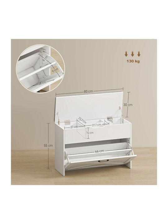 Fabric Shoe Organizer White 80x30x55cm