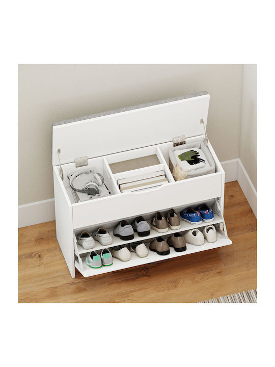 Fabric Shoe Organizer White 80x30x55cm