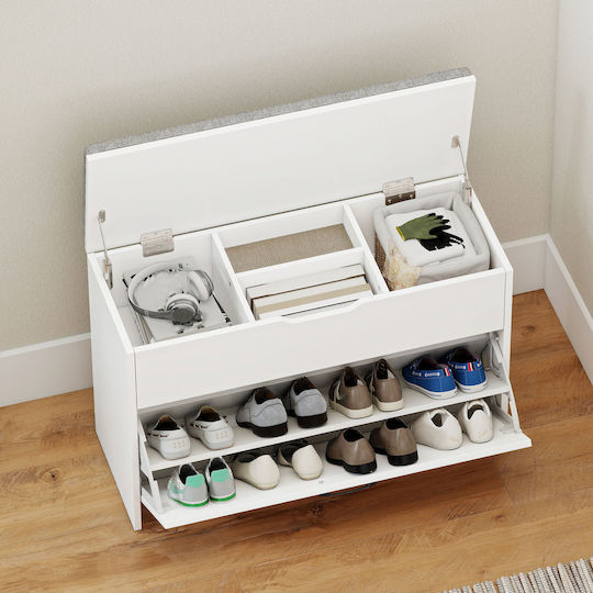 Fabric Shoe Organizer White 80x30x55cm