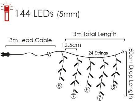144 Λαμπάκια LED 3μ. Ψυχρό Λευκό σε Σειρά