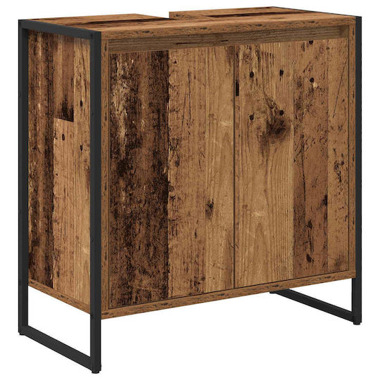 vidaXL Blat cu Lavoar, Oglindă & Coloană Old Wood