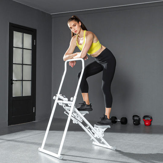 Sportnow Κατακόρυφος Αναρρίχησης Stepper Πτυσσόμενος Ρυθμιζόμενη Λαβή Αντιολισθητικά Πεντάλ Οθόνη Lcd Λευκός A90-390v00wt