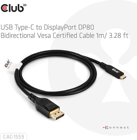 Club3D Video Kabel USB-C männlich - DisplayPort PD Schwarz 1m CAC-1559