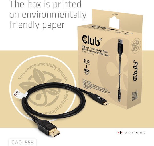 Club3D Video Kabel USB-C männlich - DisplayPort PD Schwarz 1m CAC-1559