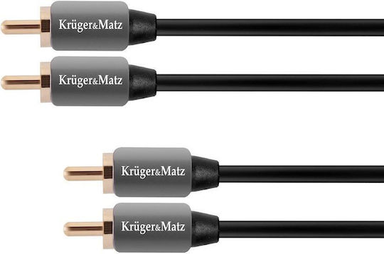 Kruger & Matz Cablu 2x RCA de sex feminin - 2x RCA de sex feminin 0.5m KM0303
