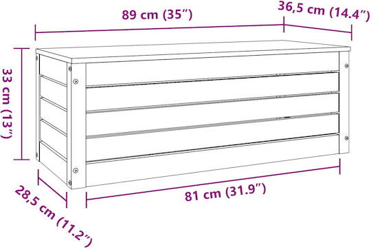 vidaXL Hölzernes Aufbewahrungsbox mit Deckel Braun 89x36.5x33cm 1Stück