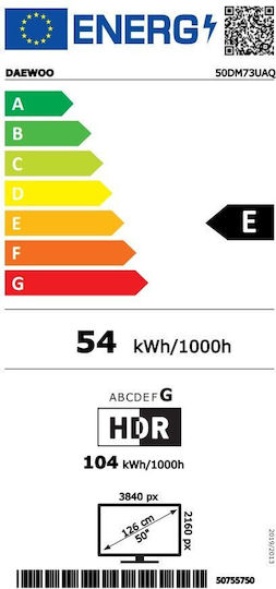 Daewoo Smart Τηλεόραση 50" 4K UHD QLED 50DM73UAQ HDR (2022)