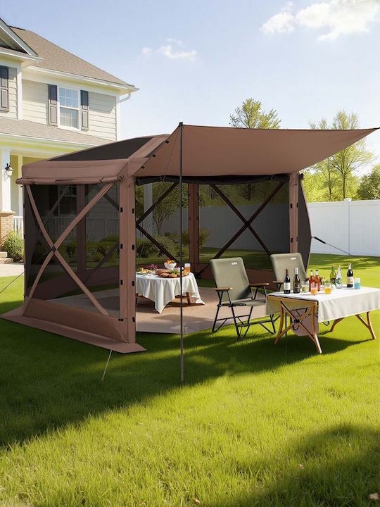 Vevor Garden Freestanding Gazebo with LED Light Brown 3.6x3.6cm