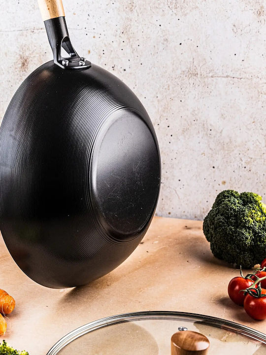 KING Hoff Wok από Αλουμίνιο Με Καπάκι με Επίστρωση από Πέτρα 30cm