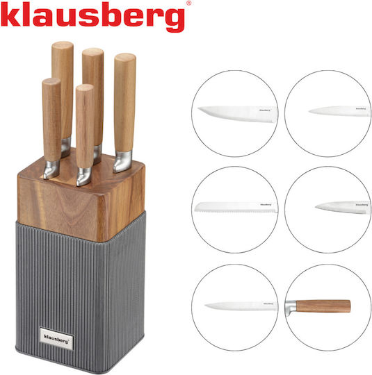 Klausberg Σετ Μαχαίρια με Βάση από Ανοξείδωτο Ατσάλι 6τμχ
