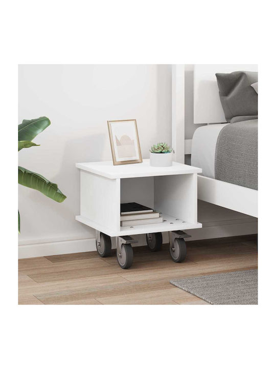 Wooden Bedside Table White 37x35x35cm