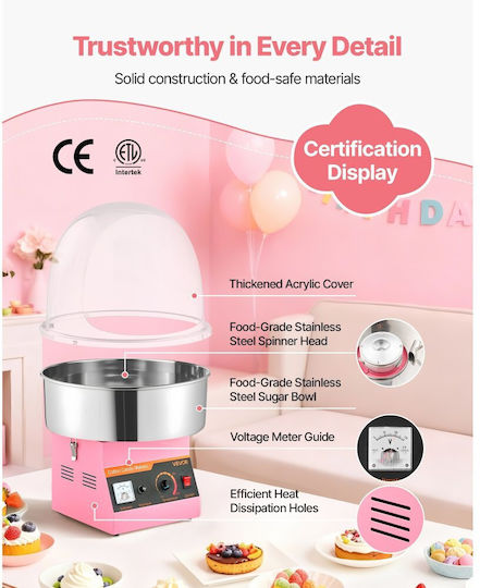 Vevor Candy Floss Maker 33.8cm Pink