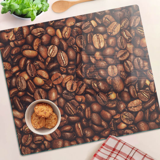 Placă De Bucătărie Din Sticlă Imprimată Sticlă Temperată Boabe De Cafea 60x52 Cm