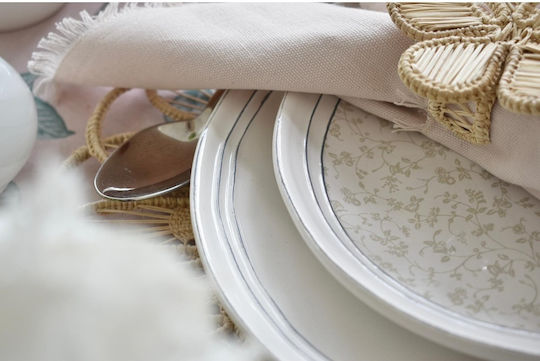 Laura Ashley Artisan Serving Plate Desert Ceramic White with Diameter 20cm 4 Pieces