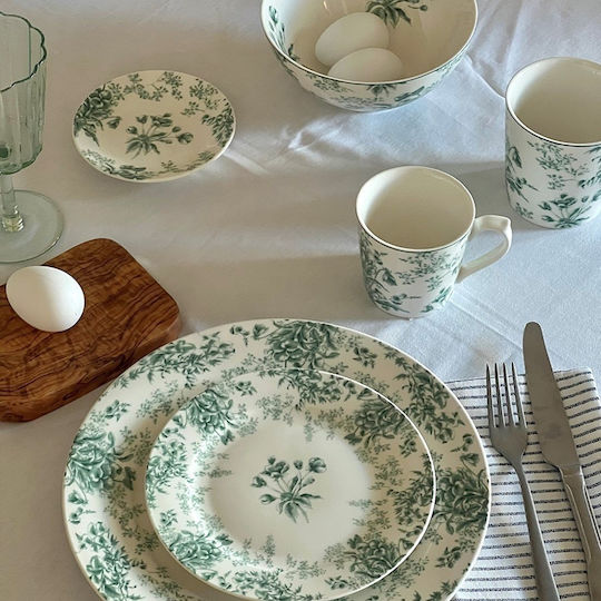 Laura Ashley Shallow Porcelain Green Plate with Diameter 23cm