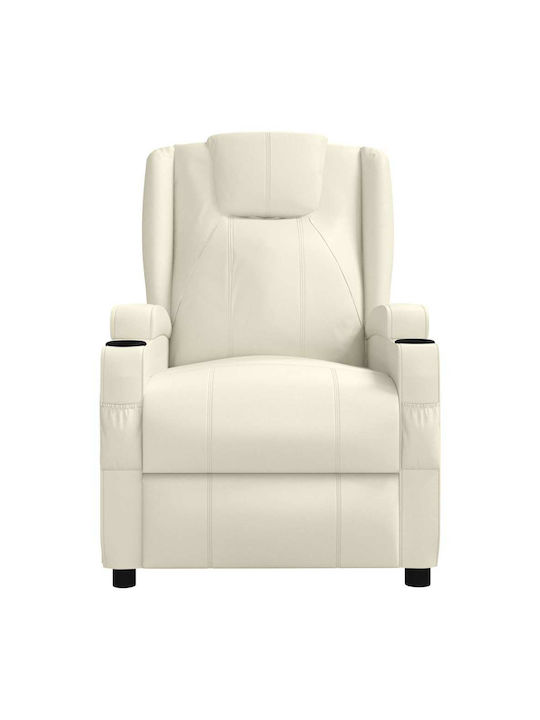 Fotoliu Relax cu Puf din Piele Ecologică Cremă albă 75x88x100cm