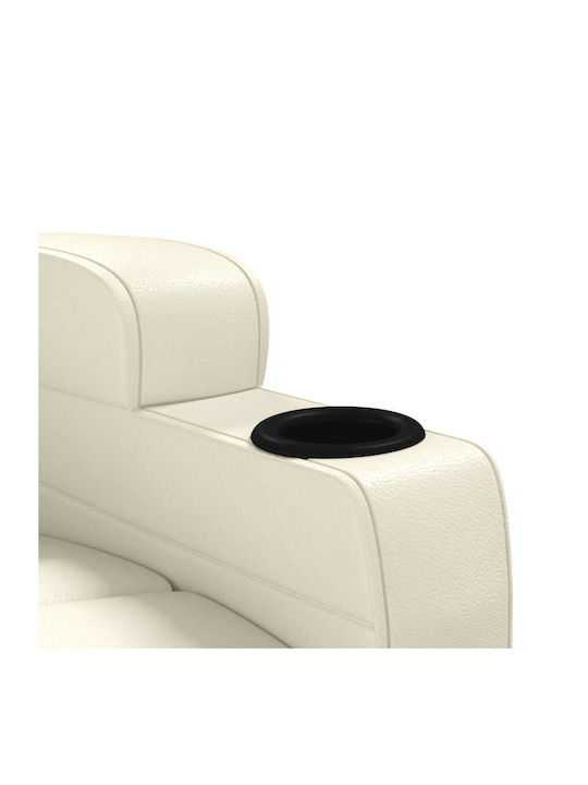 Fotoliu Relax cu Puf din Piele Ecologică Cremă albă 75x88x100cm